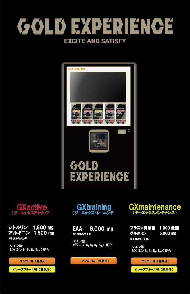 GOLD EXPEERIENCE EXCITE AND SATISFY ジーエックスアクティブ ジーエックストレーニング ジーエックスメンテナンス